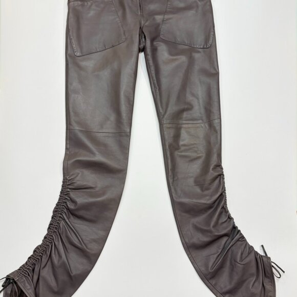 CRAZY COOL, SUPER RARE, NEW GIANNI VERSACE GRAY LEATHER PANT / JACKET SET 46 - Picture 13 of 16